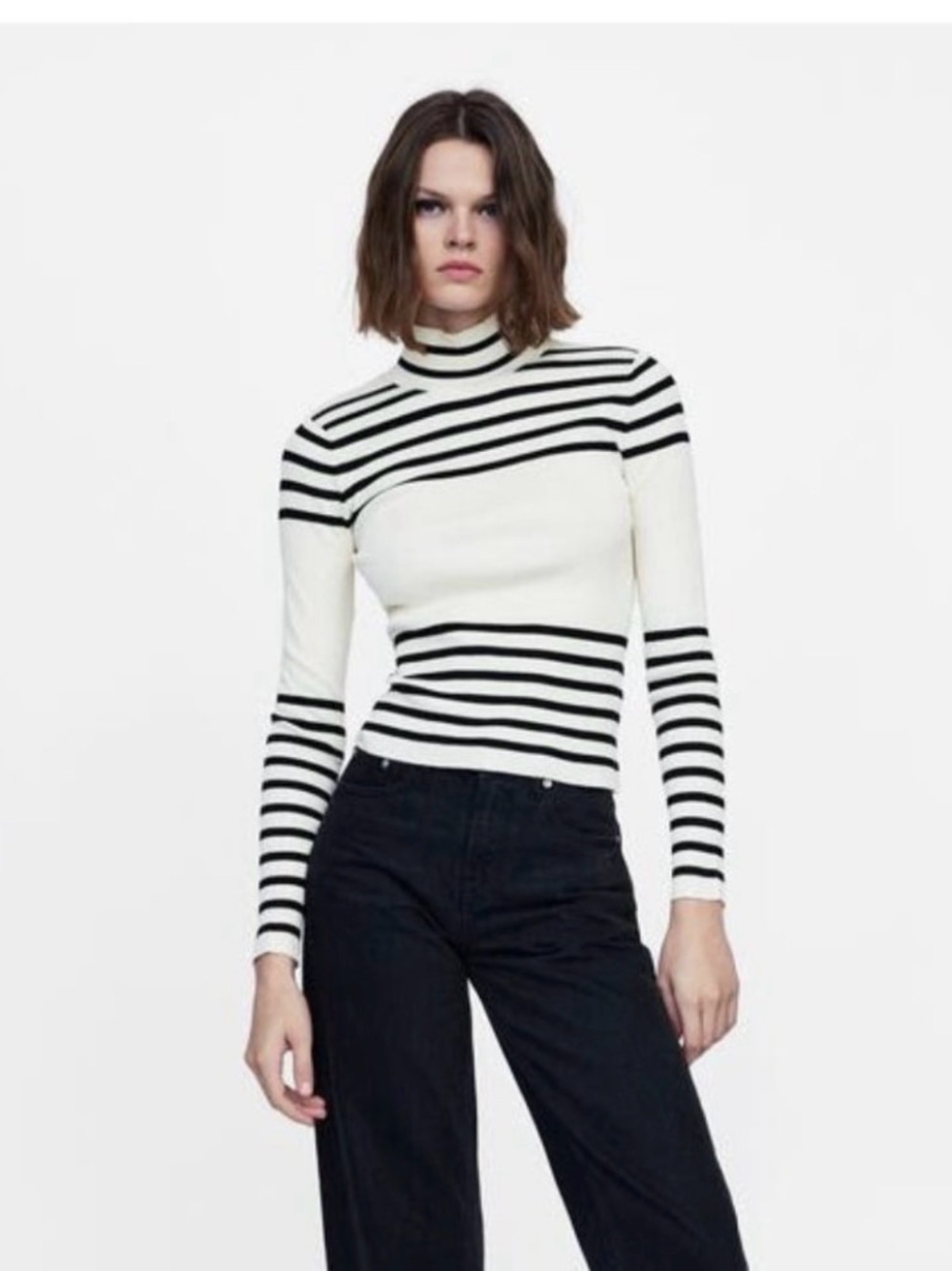 Zara knit Striped Turtleneck Sweater sz m